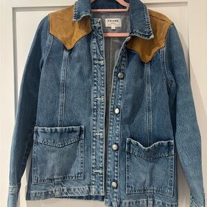 Frame Denim Blue Jacket with Suede Details